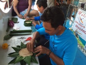 Making the Krathong for the Loi Krathong Ceremony