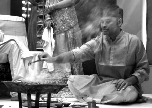 Priest at a Hindu wedding, India