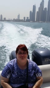 Brenda enjoying an excursion in Dubai, UAE