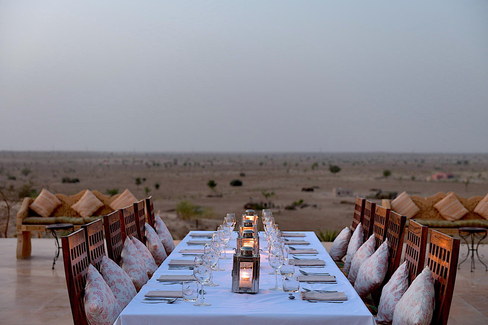 Dining at Dera Dune Retreat in Rajasthan, India