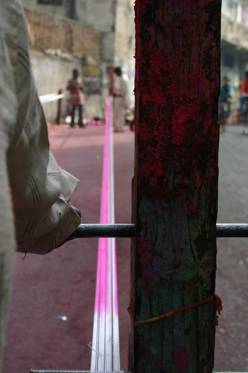 Dying Kite Strings for the International Kite Festival, Ahmedabad, Gujarat