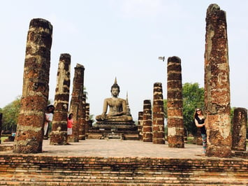 Allison Sodha with guests at Sukhothai, Thailand