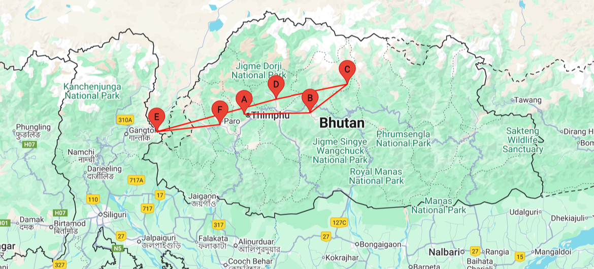 Trails of Bhutan Map-1-1